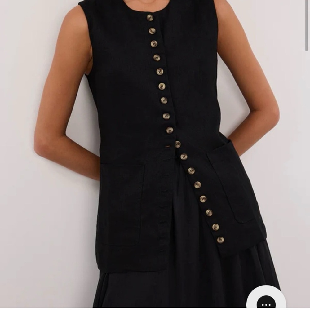 DISSH Tilly Black Linen Button Vest